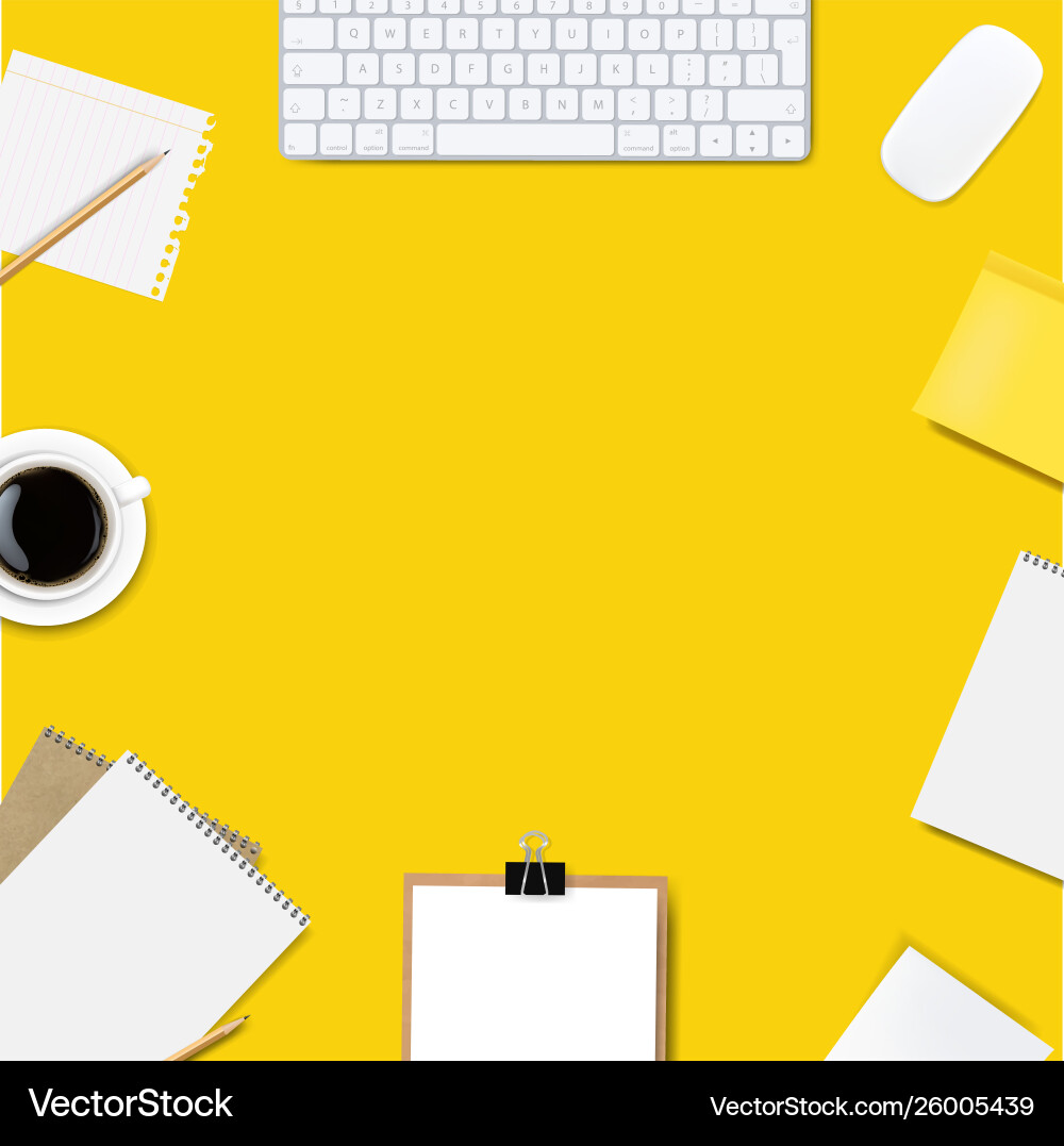Computer keyboard frame isolated yellow background vector image