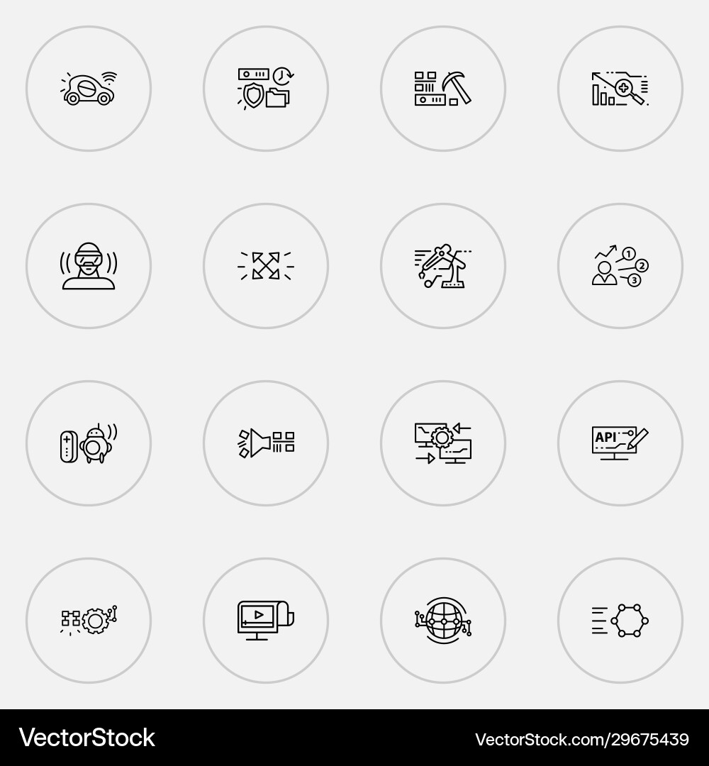 Connection icons line style set with automated Connection icons line style set with automated vector image