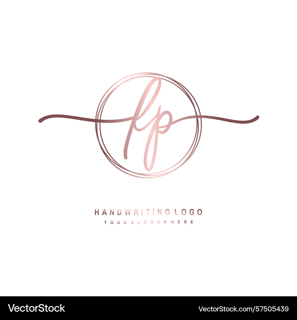 Fp initial handwriting logo with circular wave Vector Image
