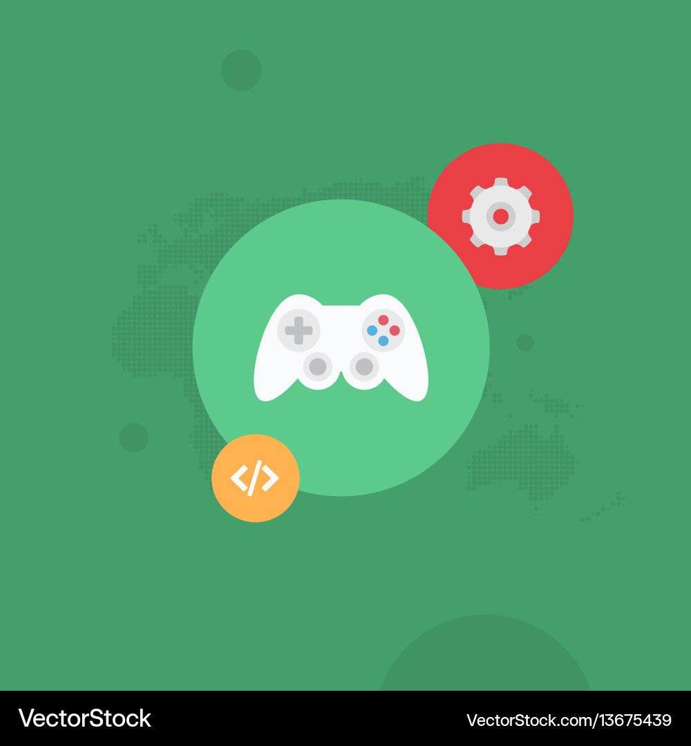 Gear and gamepad global programming flat il Vector Image