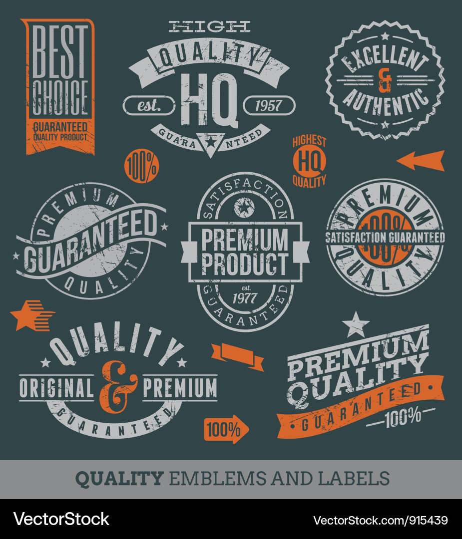 Quality & Guarantee Signs vector image