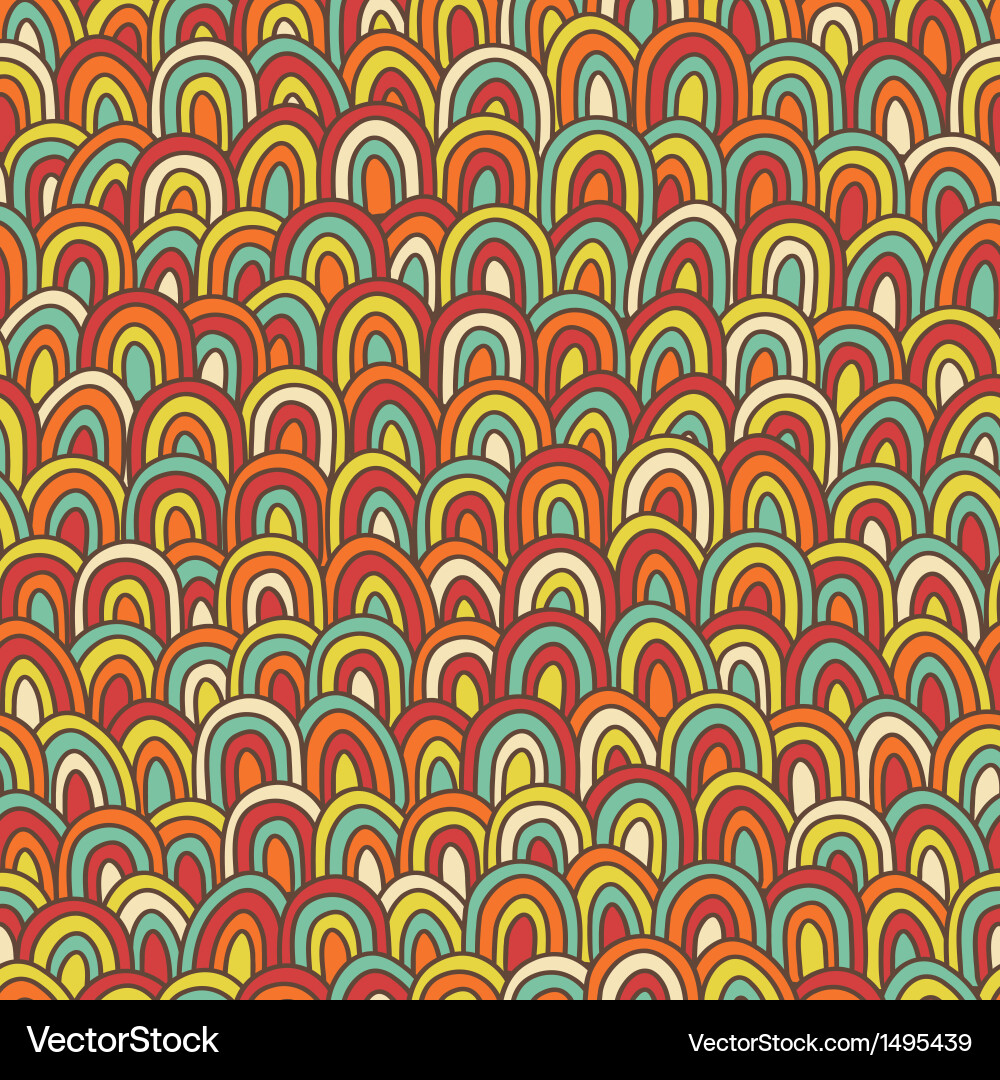 Retro seamless pattern in doodle style Vector Image