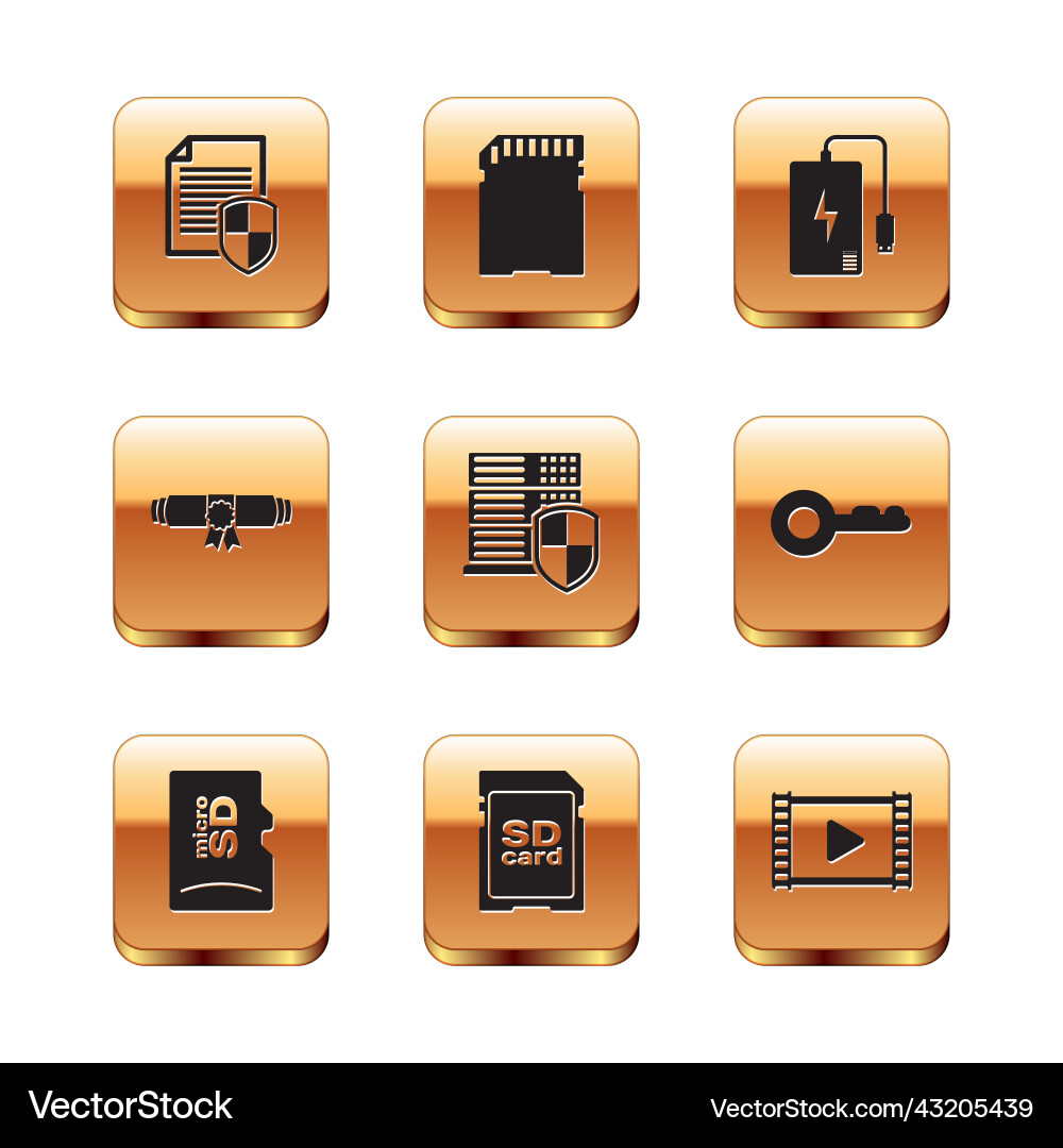 Set document protection micro sd memory card Set document protection micro sd memory card vector image
