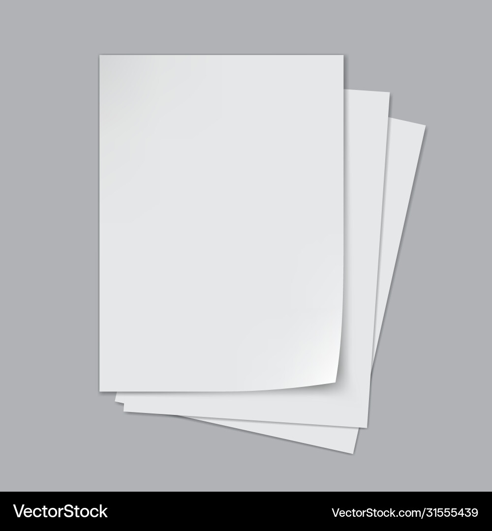 Stack of A4 Paper with Shadows vector image