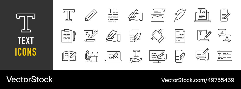 Text web icons in line style words read Vector Image