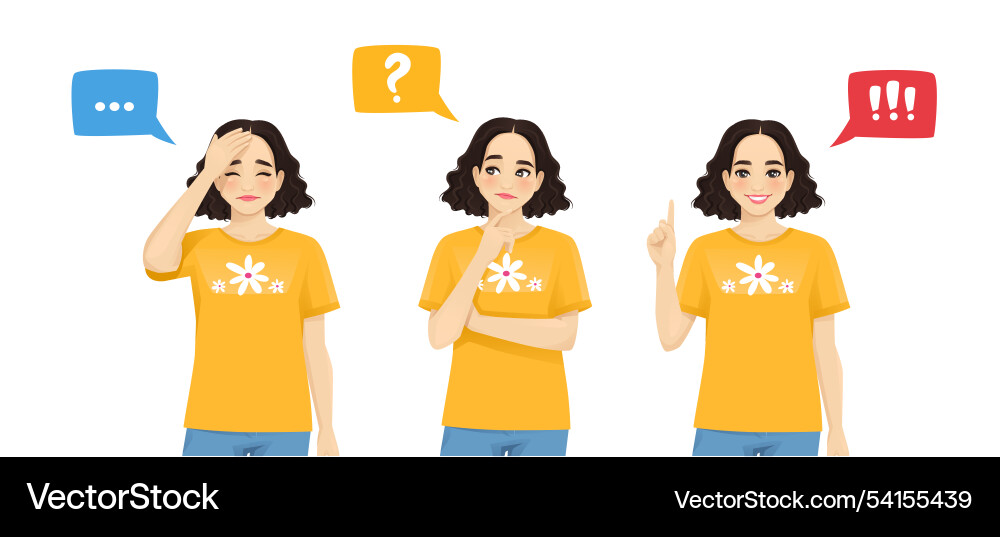 Young beautiful woman thinking making idea Young beautiful woman thinking making idea vector image