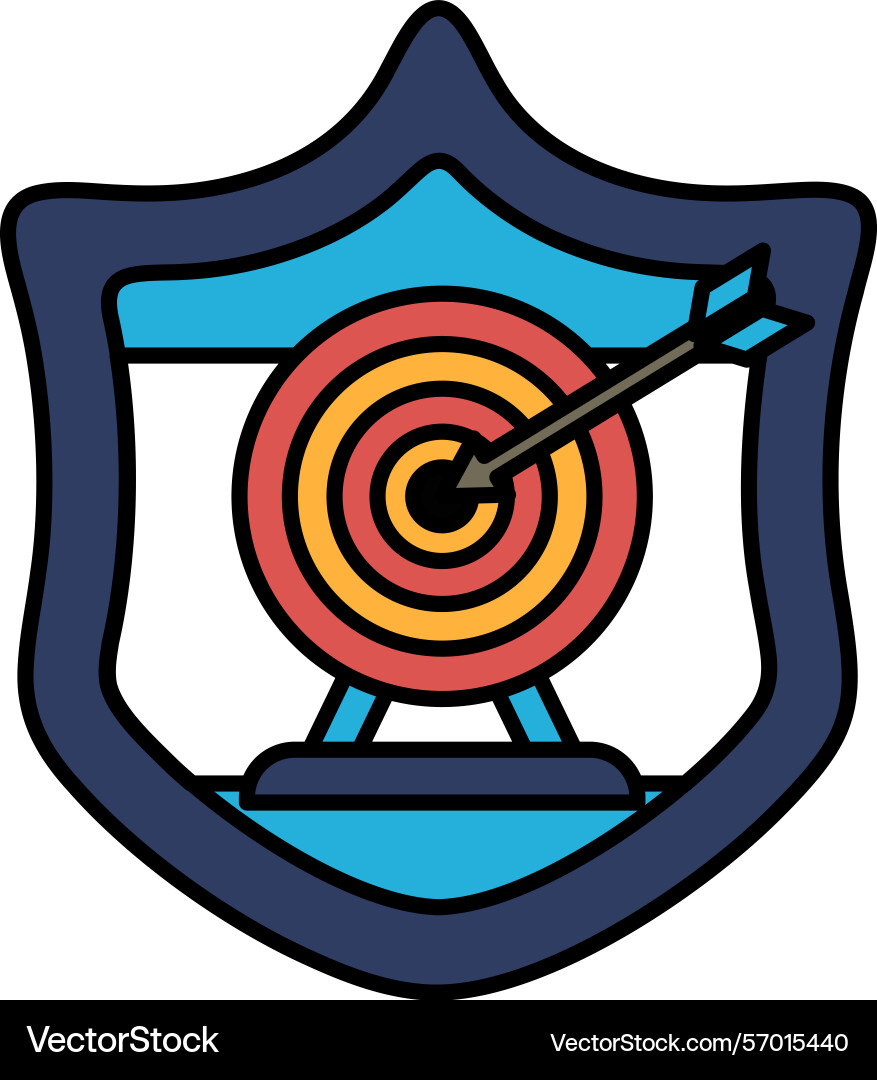 A shield with target on it and arrows pointing A shield with target on it and arrows pointing vector image