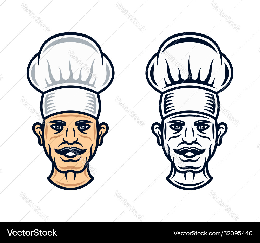 Cook head in two styles graphic objects vector image