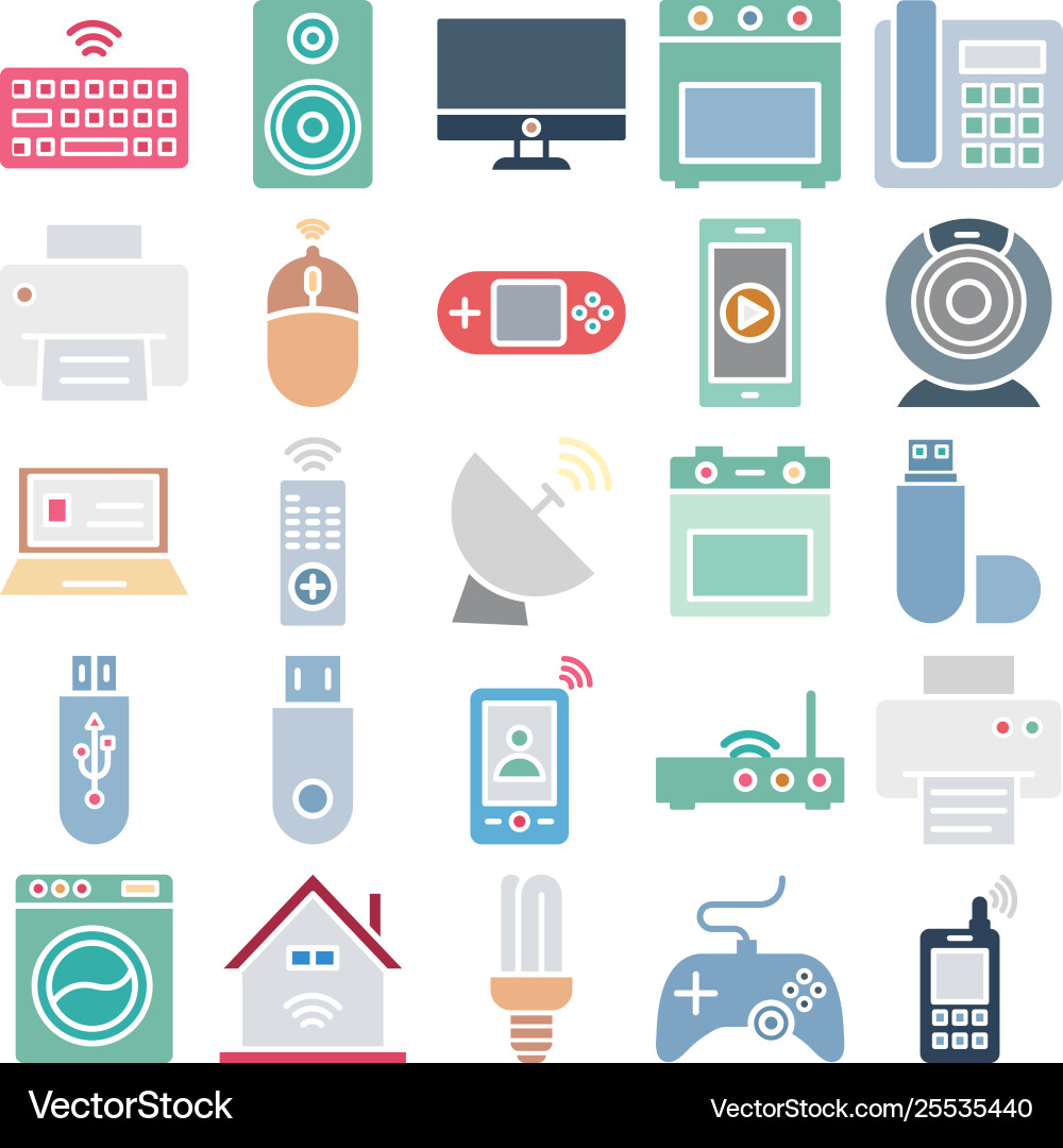 Electronics and devices isolated icons set Vector Image