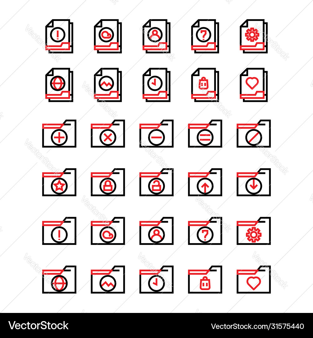 File and folder icon set include File and folder icon set include Vector Image