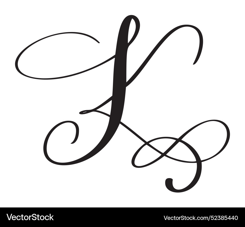 Hand gezeichnete Kalligraphie Brief Kapital k Hand gezeichnete Kalligraphie Brief Kapital k vektorbild