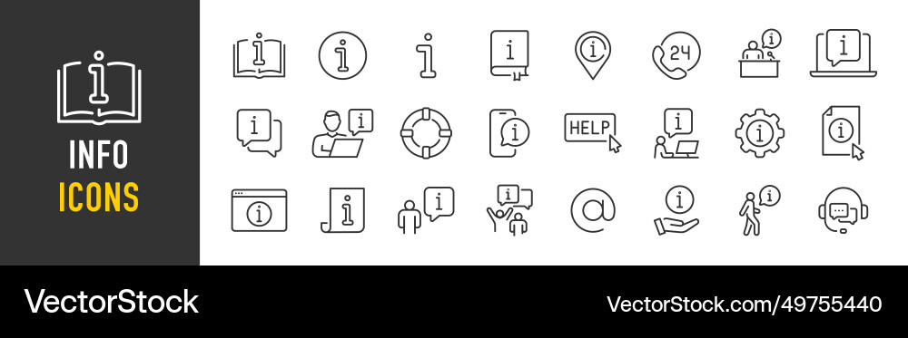 Info web icons in line style information manual Vector Image