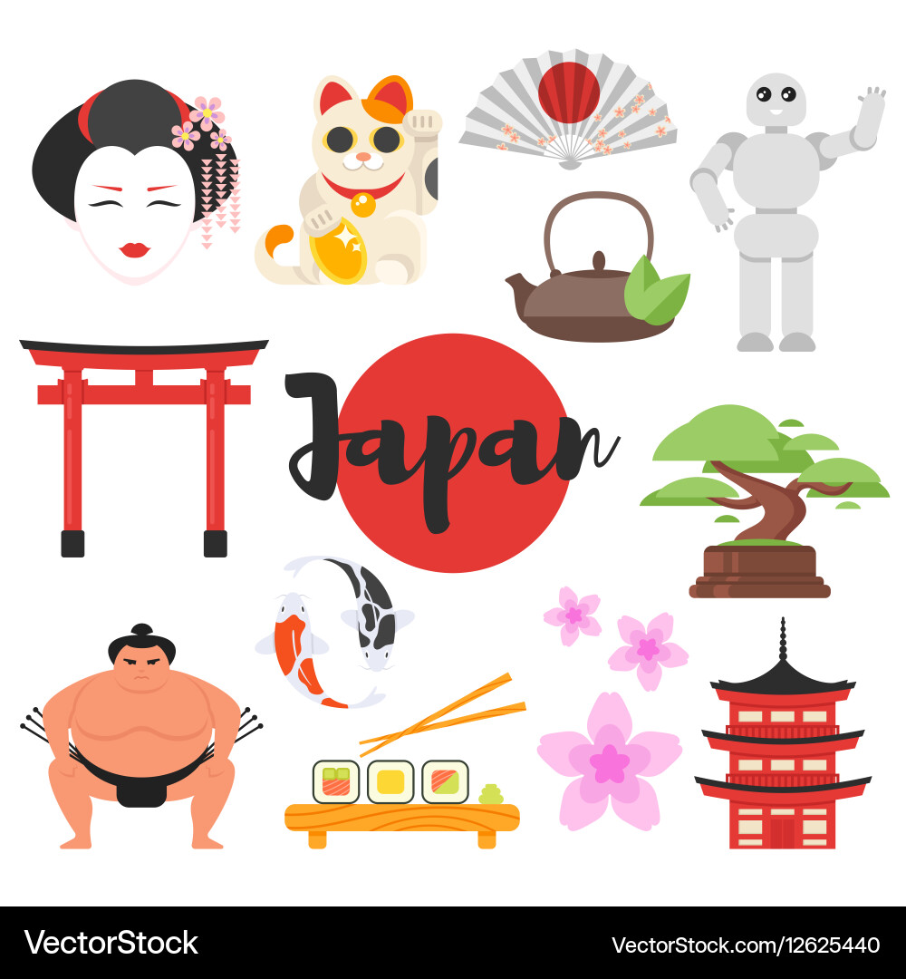 Japanese traditional objects Vector Image