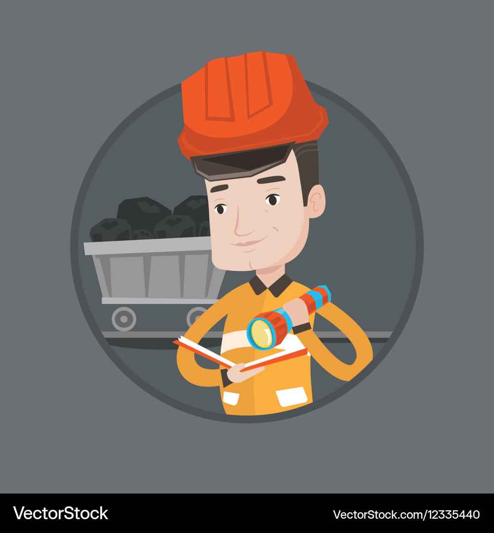 Miner checking documents vector image