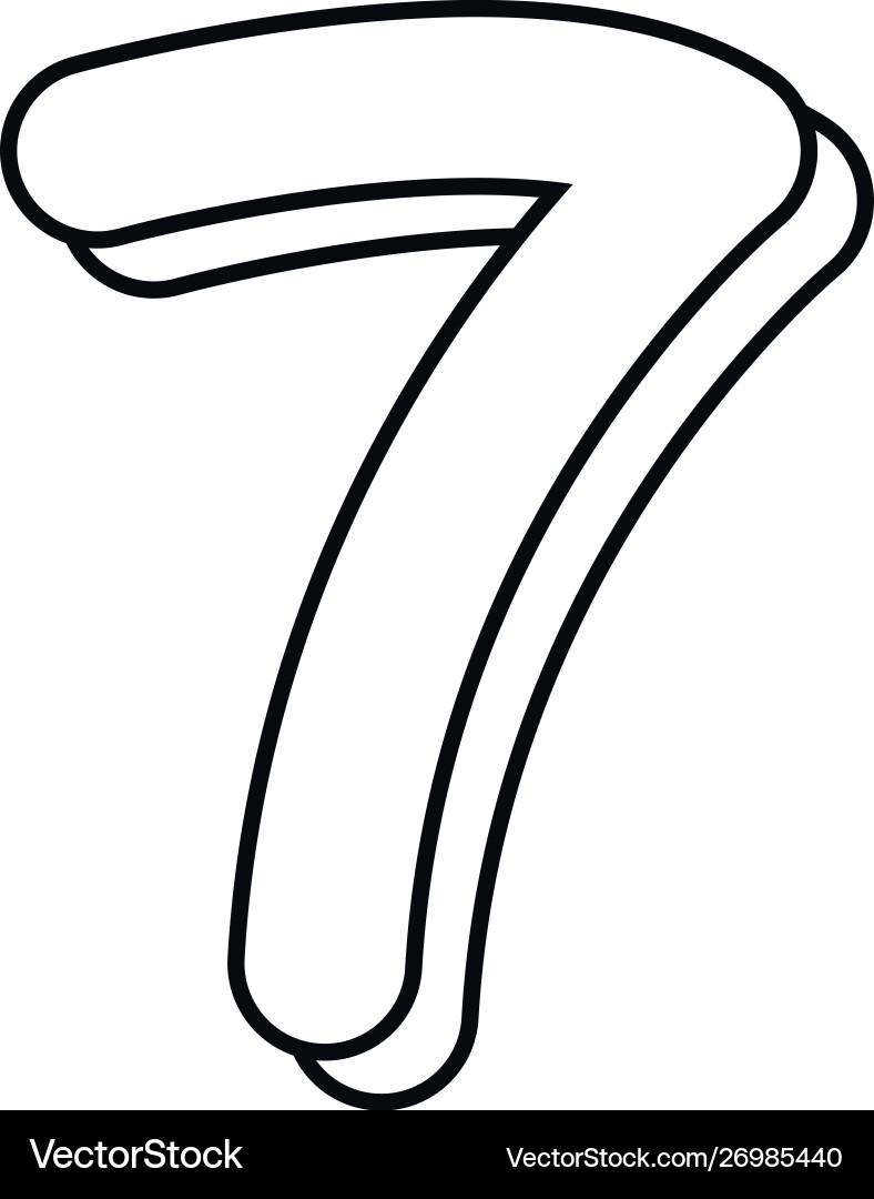 Outlined number seven on white background – Royalty-Free Vector |  VectorStock, image size:788x1080