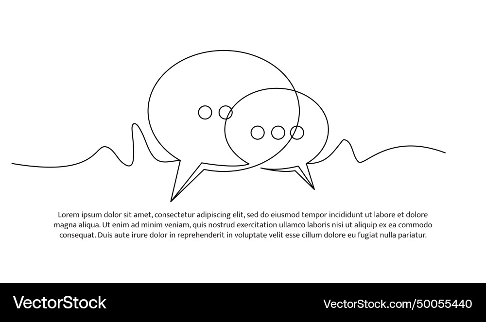 Speech bubble one continuous line design Speech bubble one continuous line design Vector Image