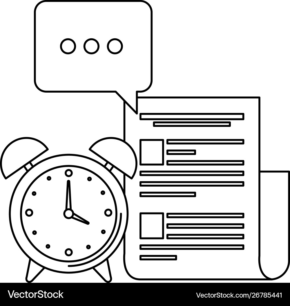 Alarm clock with document file Vector Image