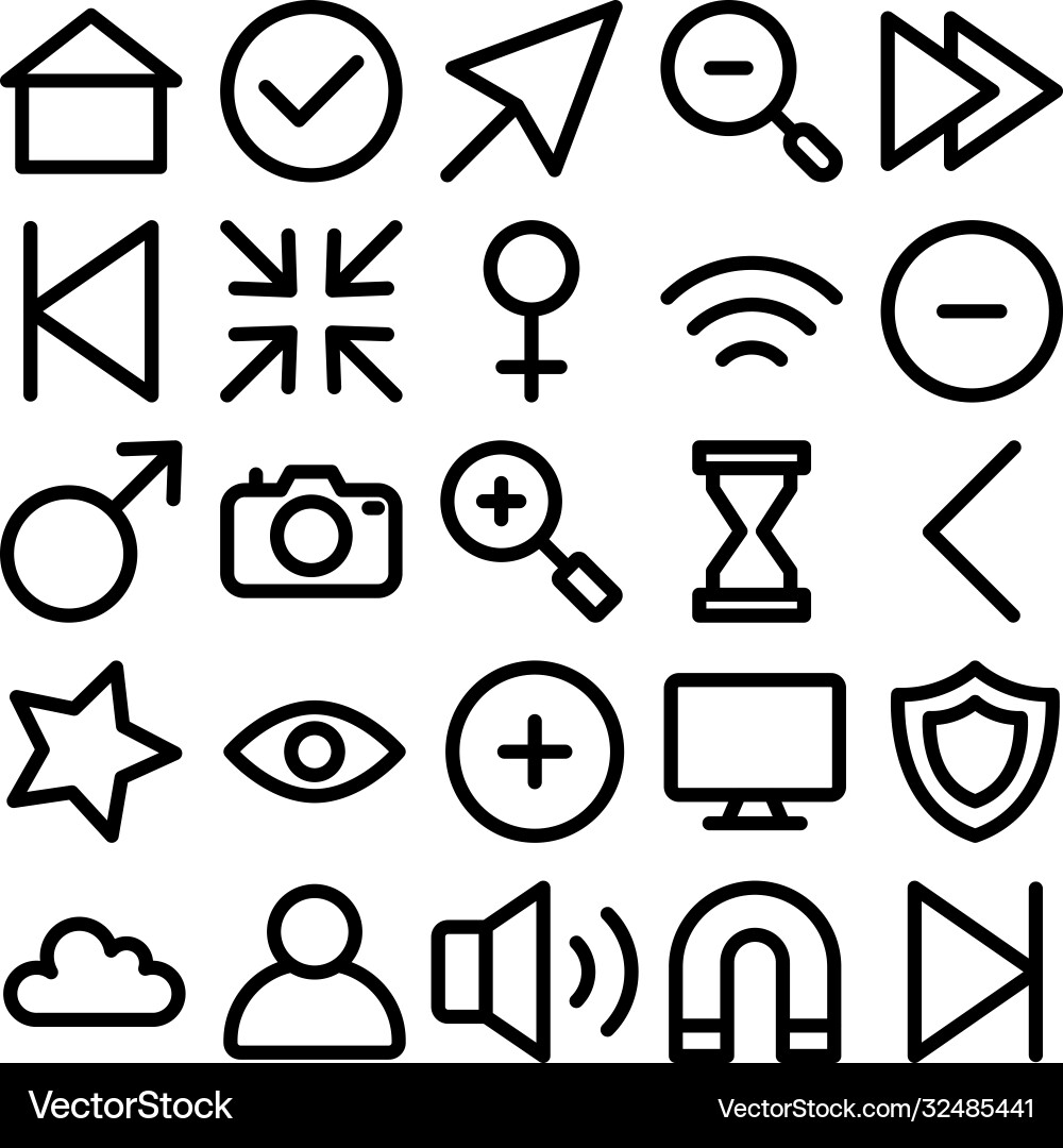 App user interface bold outline icons set Vector Image