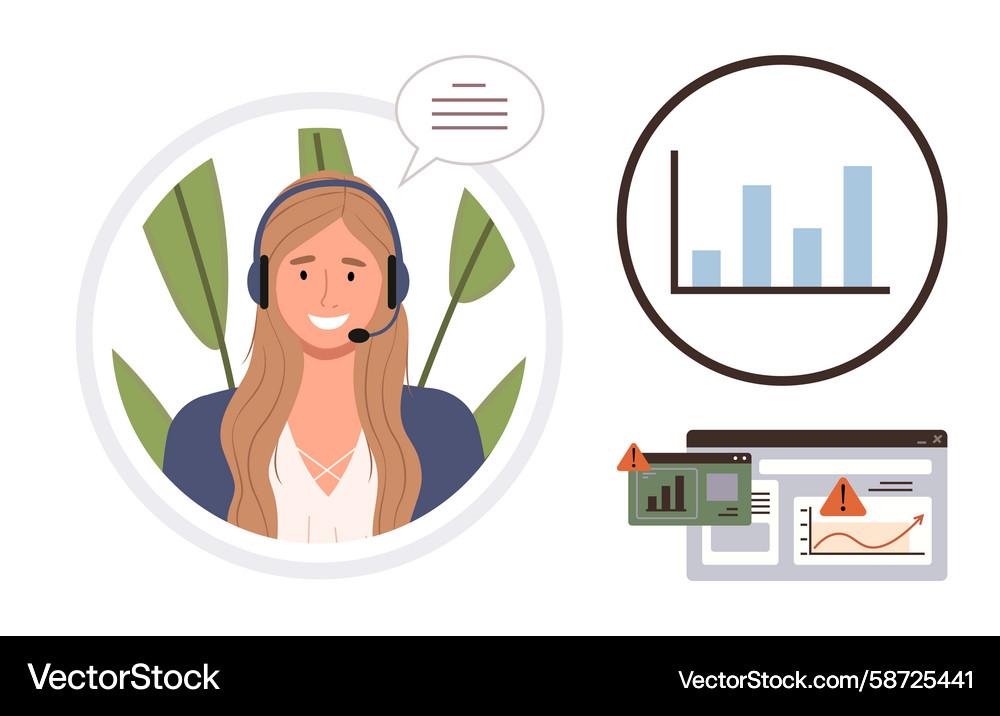 Customer service agent with data analytics Vector Image