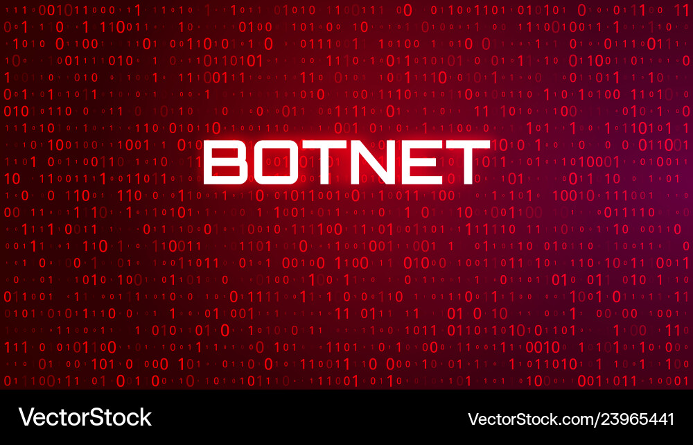 Cybersecurity Botnet Attack Red Code Vector Image