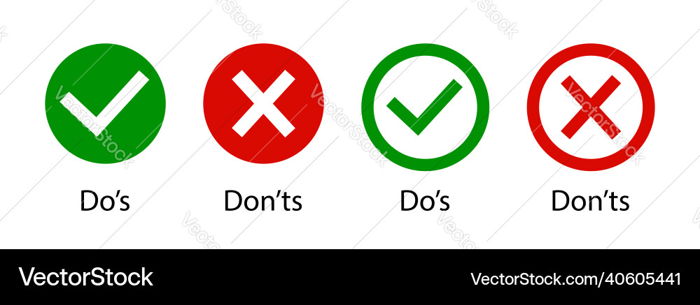 Dos and dont do don icon of wrong right vector image