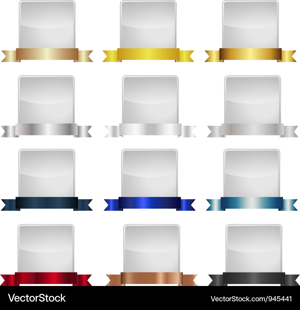 Empty label set with metallic ribbons Vector Image
