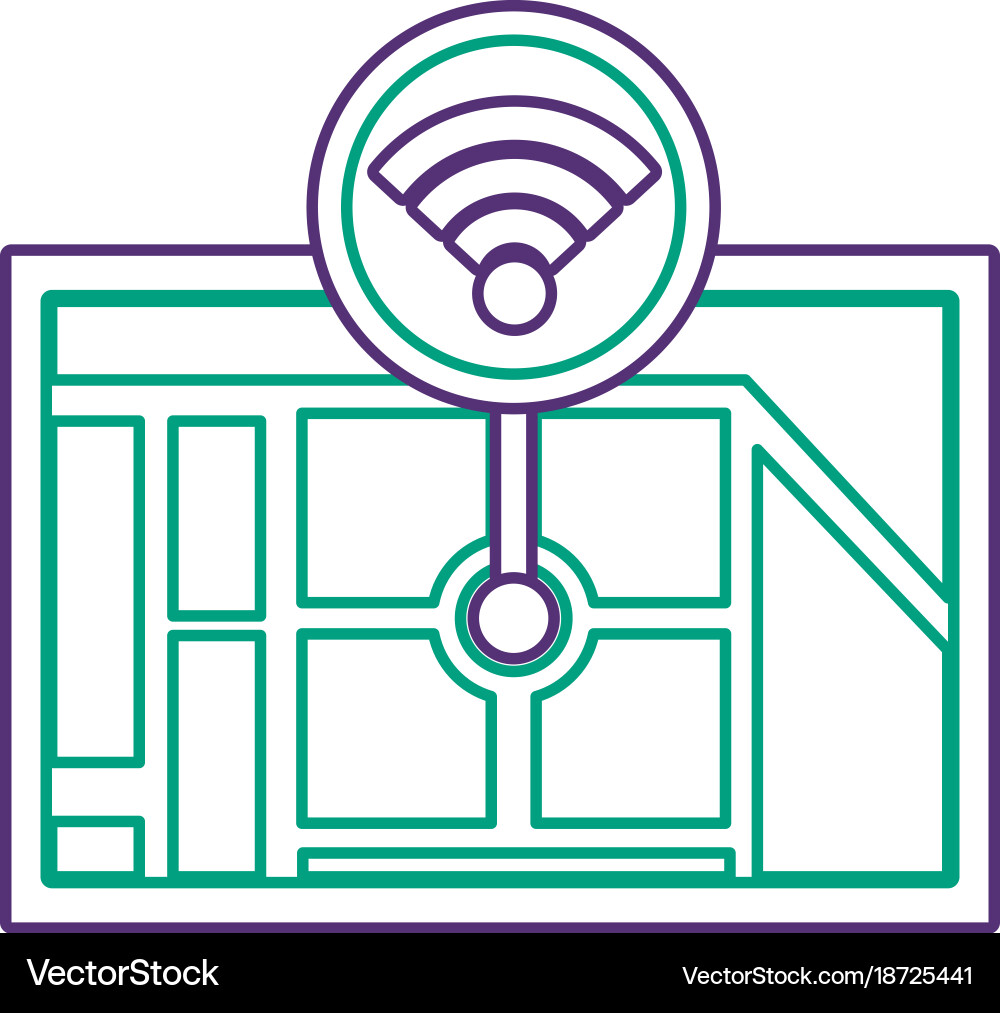 Gps navigation map destination with wifi pointer Vector Image