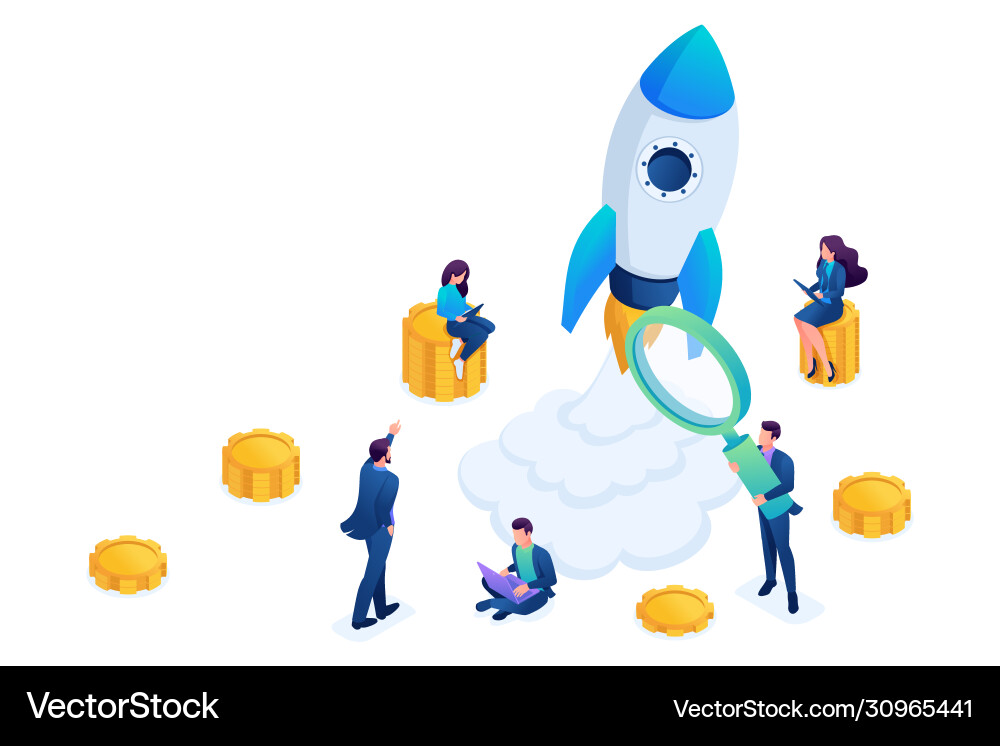 Isometric concept of investing in startups Vector Image