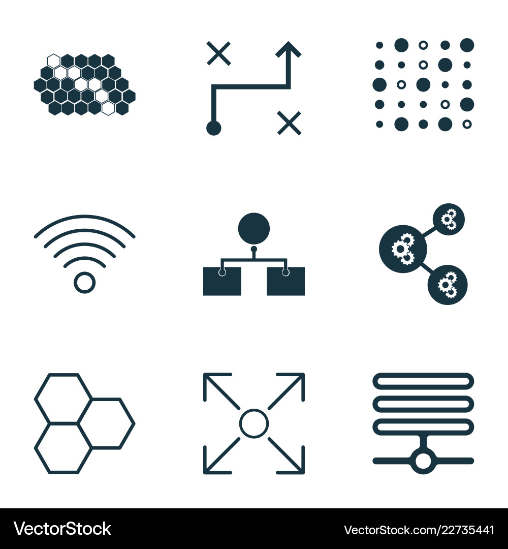 Learning icons set with gear algorithm data Vector Image