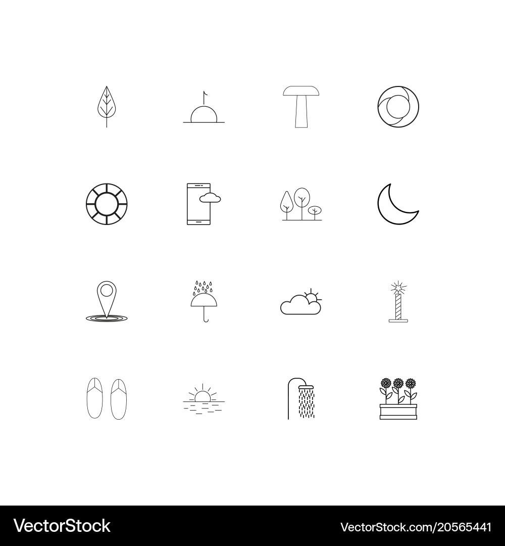Nature simple linear icons set outlined Vector Image