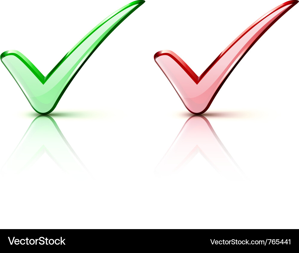 Red and Green Check Mark Icons Vector Image