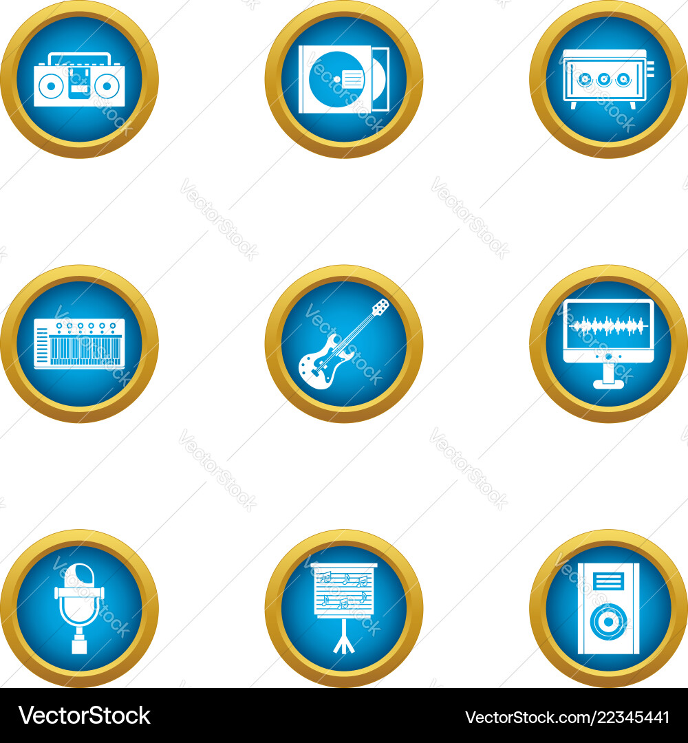 Retro performance icons set flat style Retro performance icons set flat style vector image
