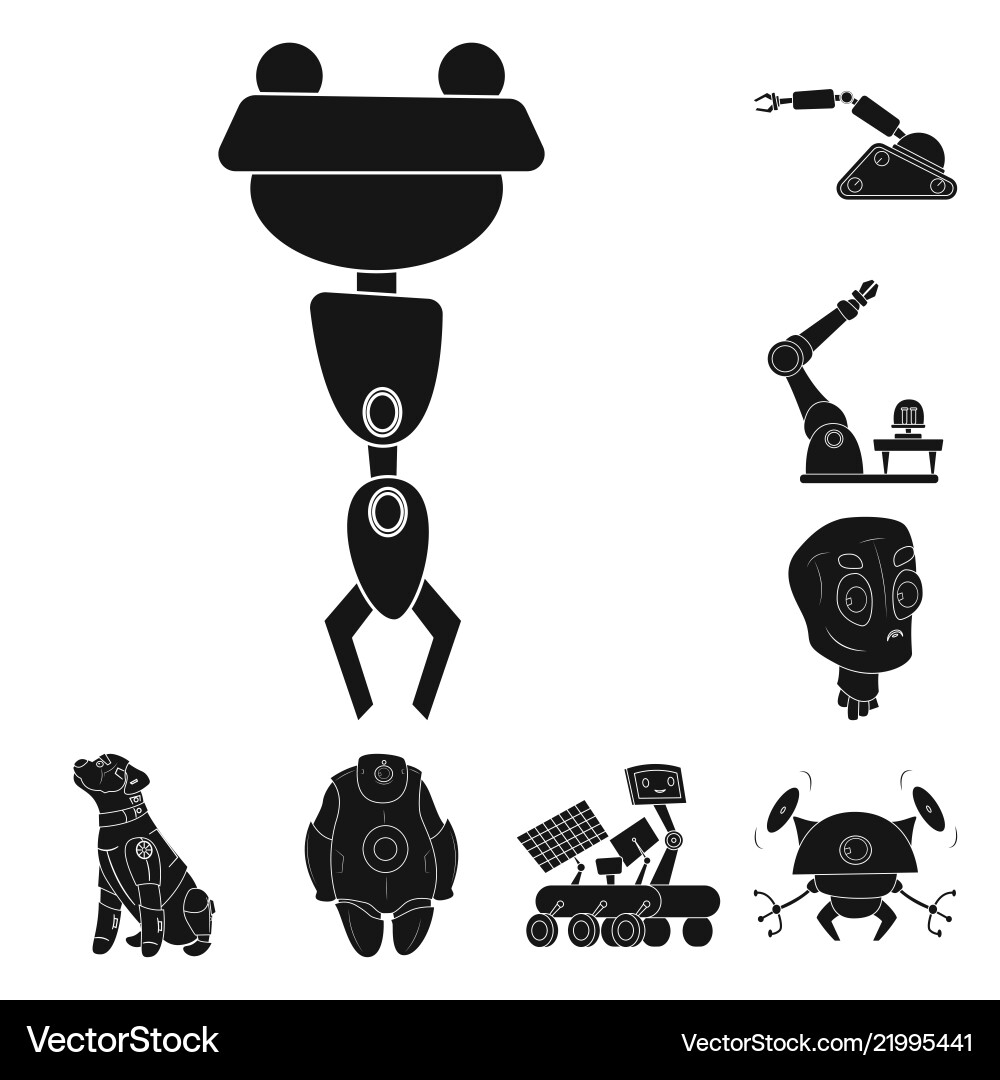 Robot and factory symbol Robot and factory symbol Vector Image