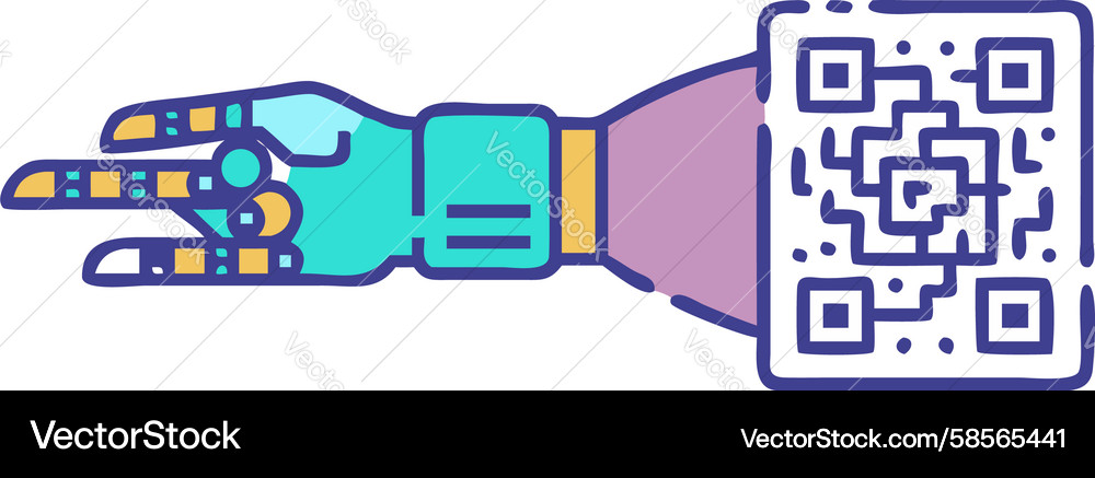 Robotic Arm with QR Code Vector Image