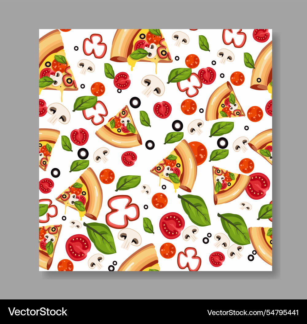 Seamless pattern with pizza repeating design vector image