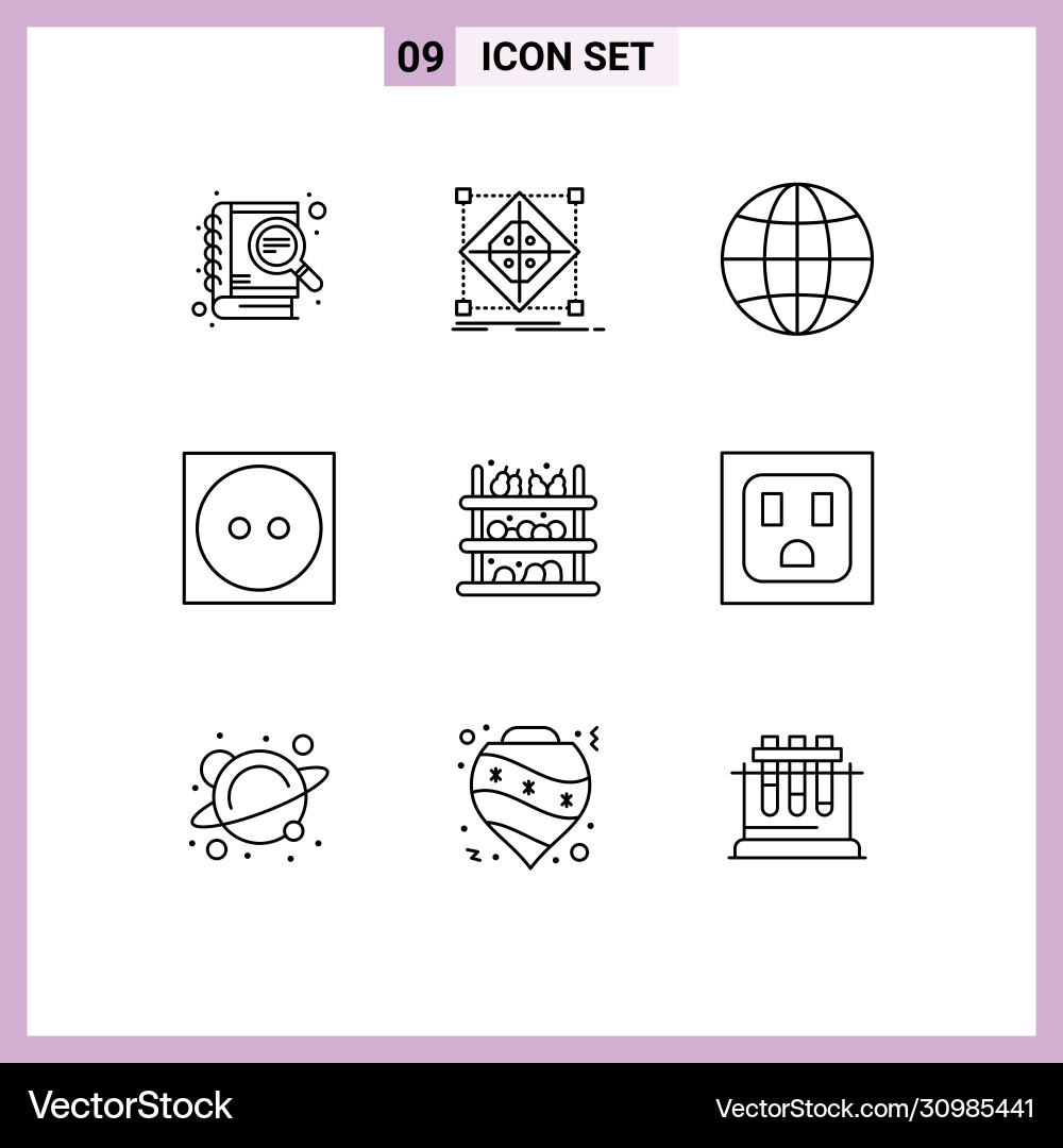 User interface pack 9 basic outlines Vector Image