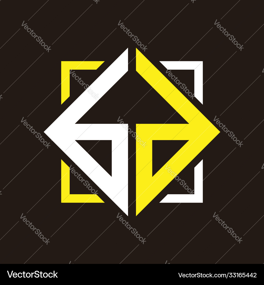 B d initial monogram quadrangle with square B d initial monogram quadrangle with square Vector Image
