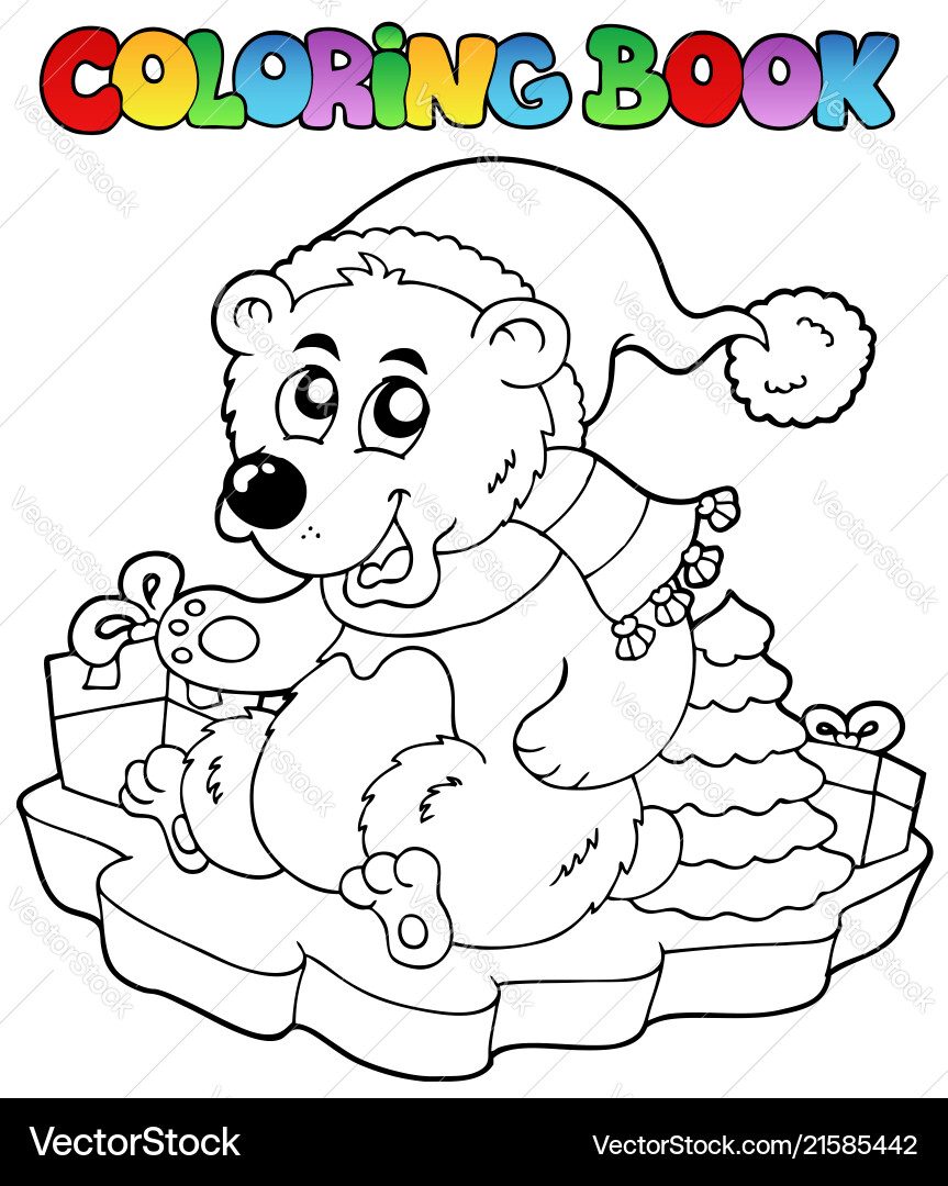 Coloring book christmas bear Coloring book christmas bear vector image