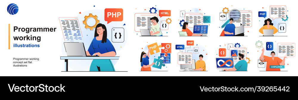 DevOps Programmer Team Coding Vector Image