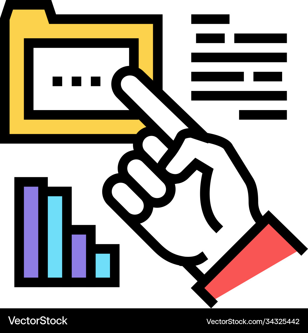 Hand showing on folder color icon Vector Image