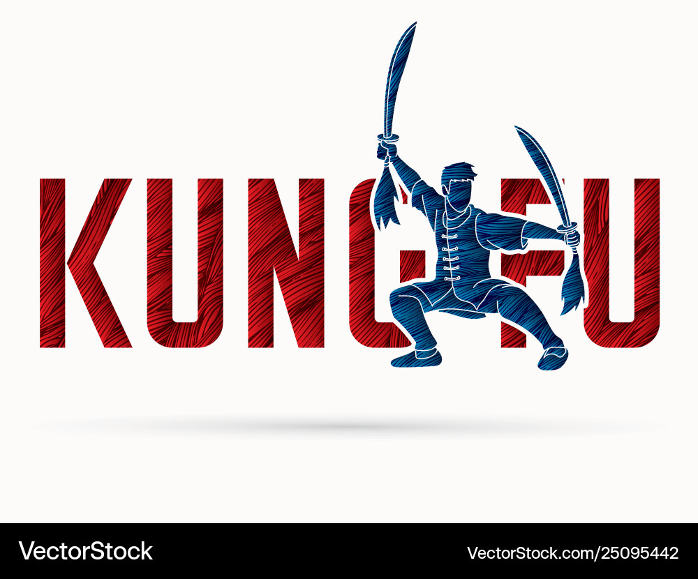 Kung fu action designed with text font graphic Kung fu action designed with text font graphic Vector Image