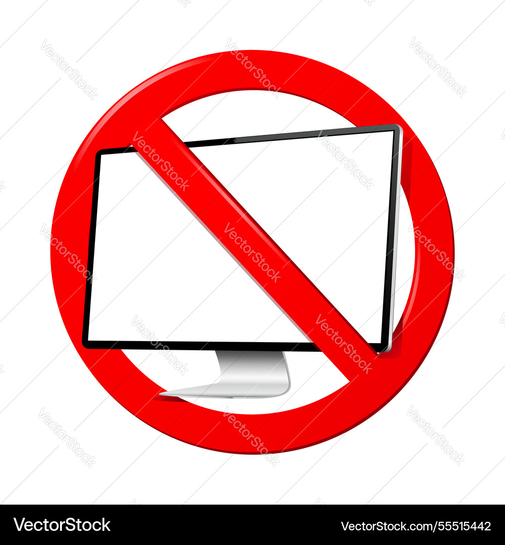 No computer sign not use monitor prohibited No computer sign not use monitor prohibited vector image