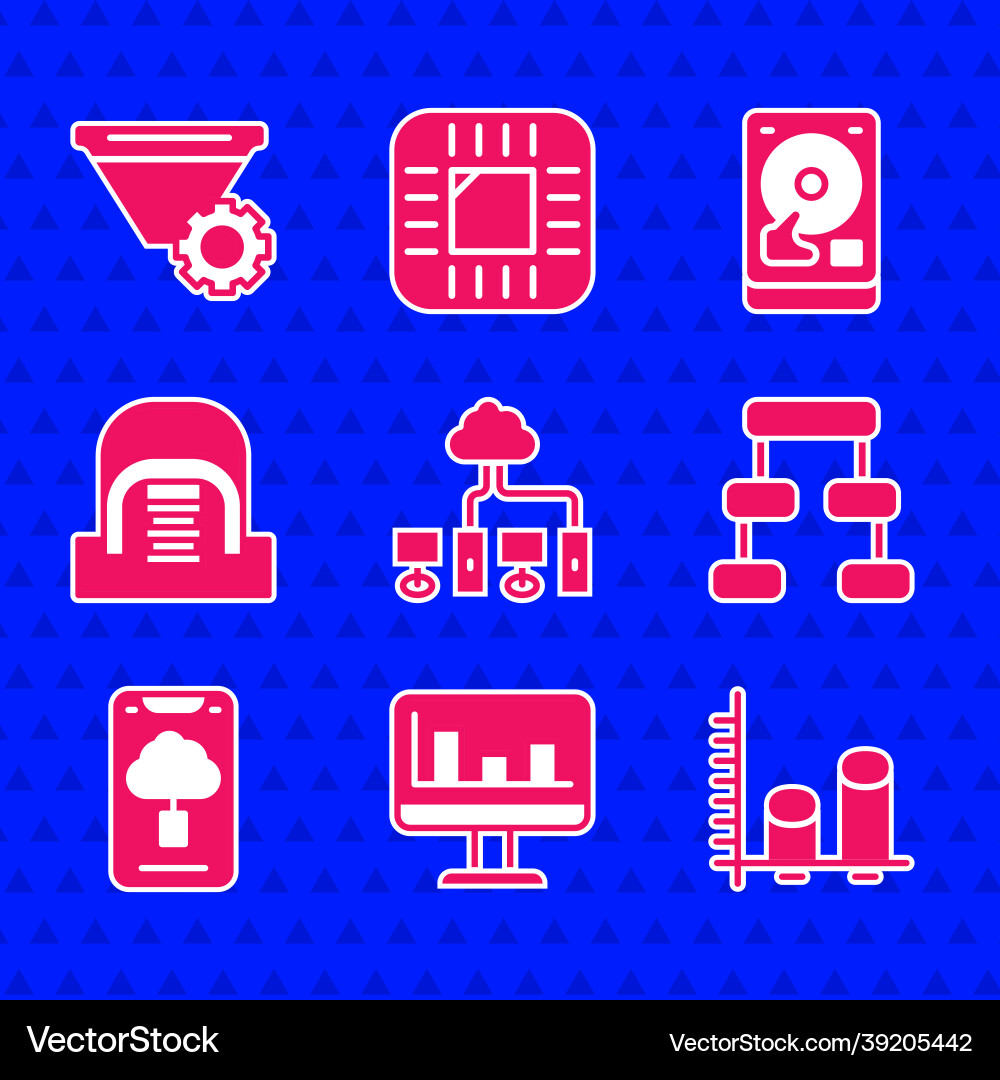 Set computer network monitor with graph chart Vector Image