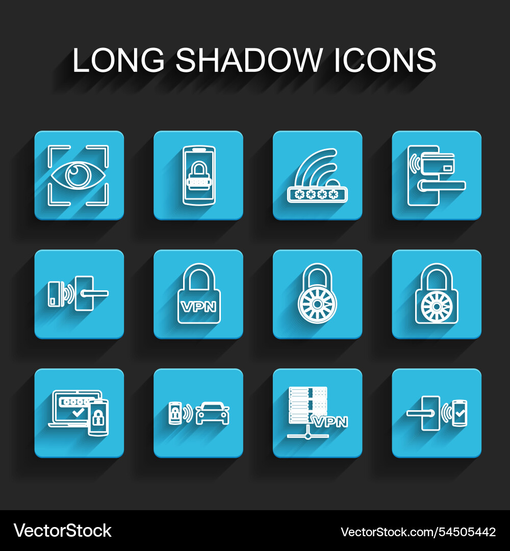 Set line two steps authentication smart car alarm Set line two steps authentication smart car alarm vector image