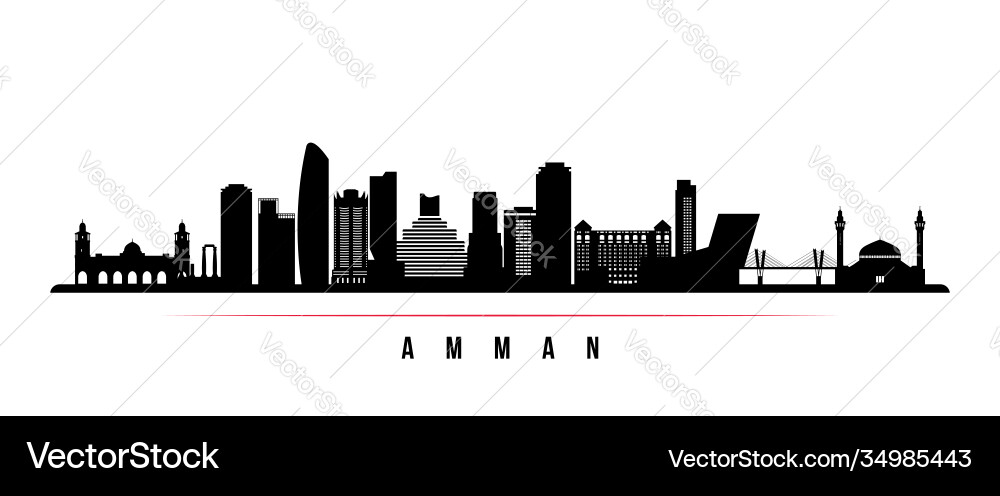 Amman City Skyline Silhouette Vector Image