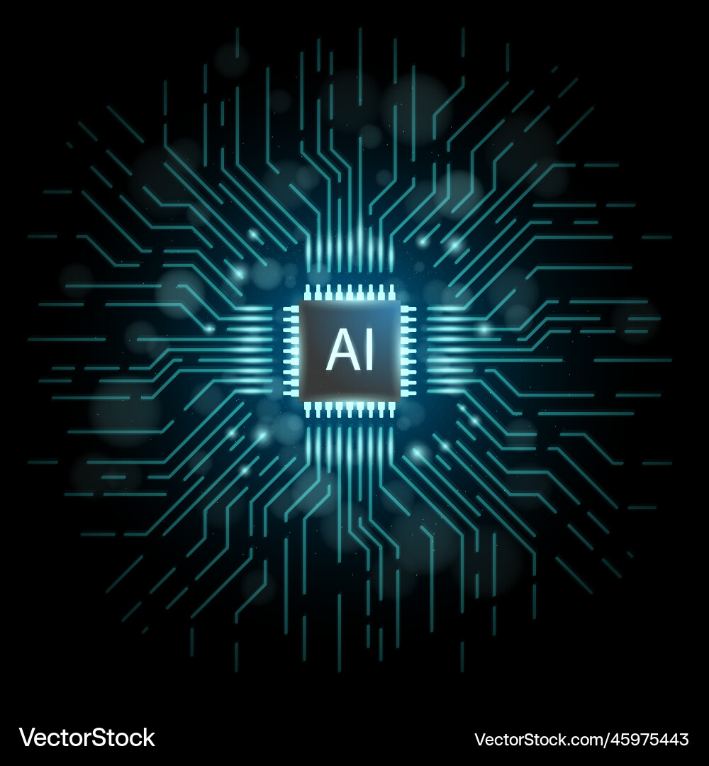 Artificial intelligence chip and circuit board Vector Image