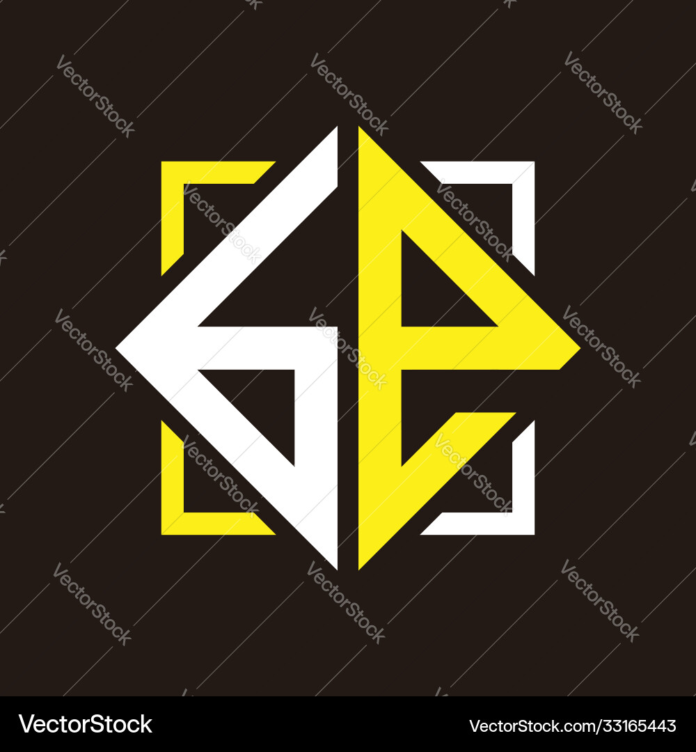 B e initial monogram quadrangle with square Vector Image
