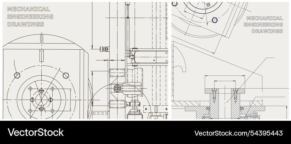 Blueprint set engine line drawing Blueprint set engine line drawing vector image
