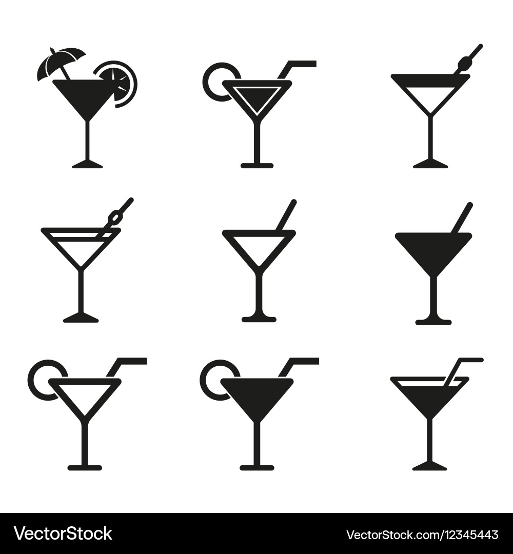 Cocktail icon set vector image