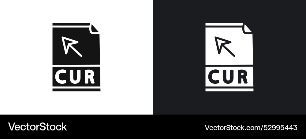 Cur file document icon linear graphics set Vector Image